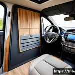 쌍용 렉스턴 스포츠의 캠핑카 개조 - A compact camper interior inside a SsangYong Rexton Sports, showcasing modular foldable furniture in...