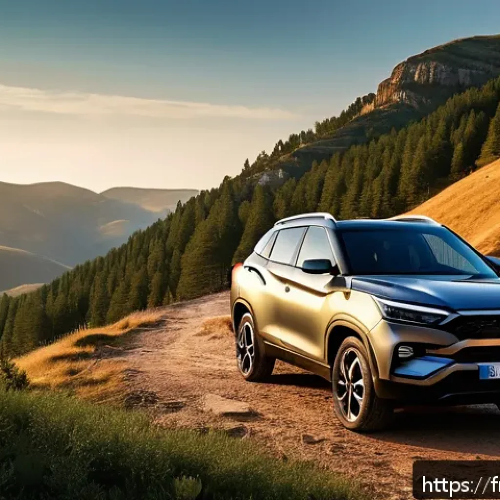 쌍용 토레스와 현대 싼타페 하이브리드 비교 - A rugged SsangYong Torres hybrid SUV parked on a rocky mountain trail at sunset, showcasing its bold...